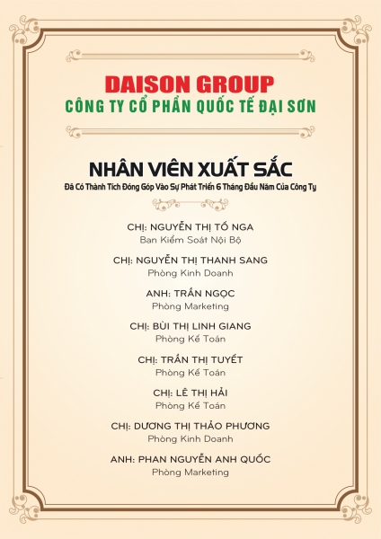 Vinh danh nhân viên xuất sắc